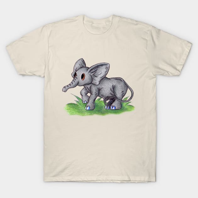 Curious Baby Elephant T-Shirt by KristenOKeefeArt